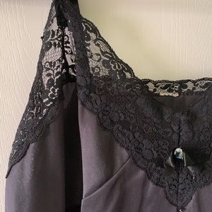 BLACK LACE SILK NIGHT DRESS